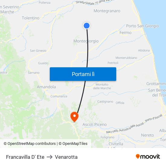 Francavilla D' Ete to Venarotta map