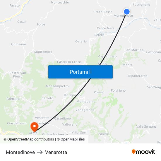 Montedinove to Venarotta map