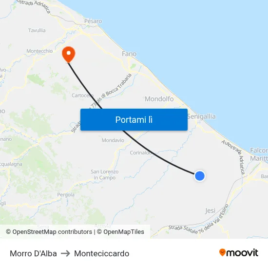 Morro D'Alba to Monteciccardo map