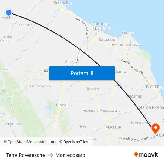 Terre Roveresche to Montecosaro map
