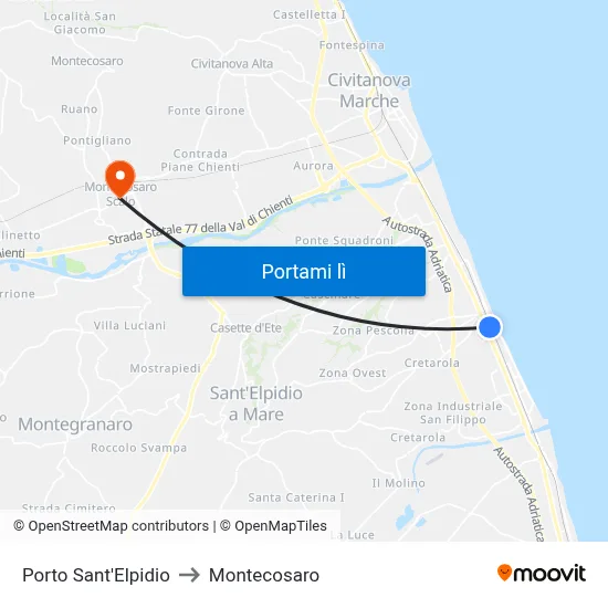Porto Sant'Elpidio to Montecosaro map