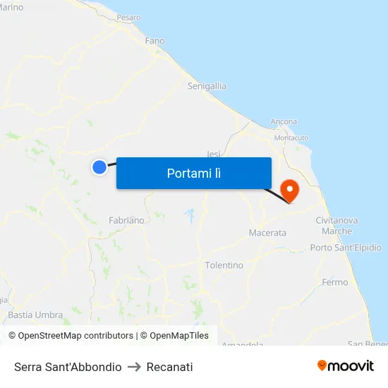 Serra Sant'Abbondio to Recanati map