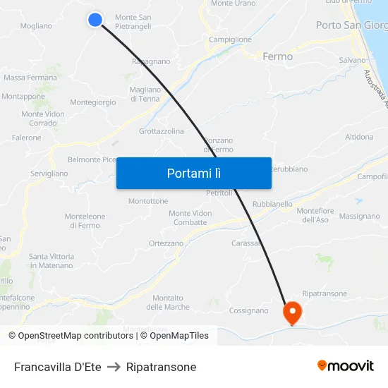 Francavilla D'Ete to Ripatransone map