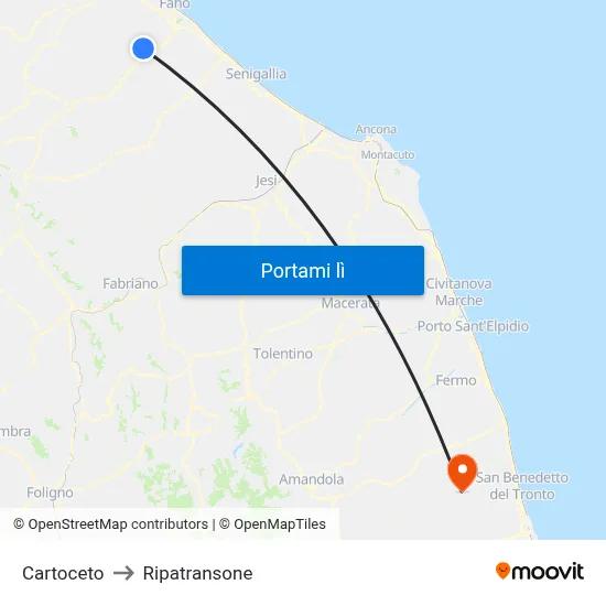 Cartoceto to Ripatransone map