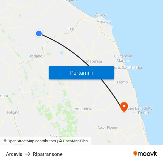 Arcevia to Ripatransone map