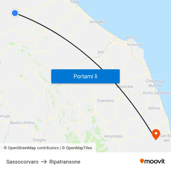Sassocorvaro to Ripatransone map