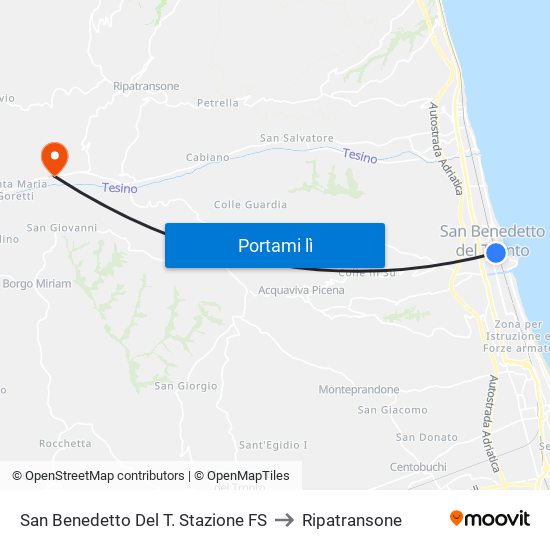 San Benedetto Del T. Stazione FS to Ripatransone map