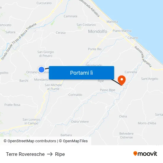 Terre Roveresche to Ripe map