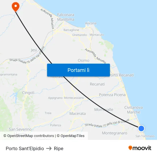 Porto Sant'Elpidio to Ripe map