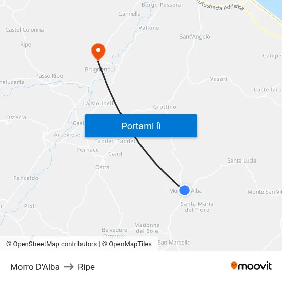Morro D'Alba to Ripe map