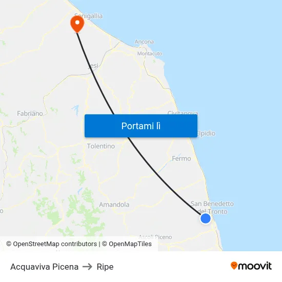 Acquaviva Picena to Ripe map