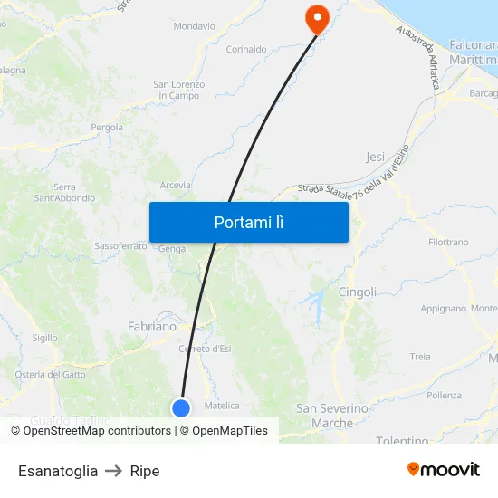 Esanatoglia to Ripe map