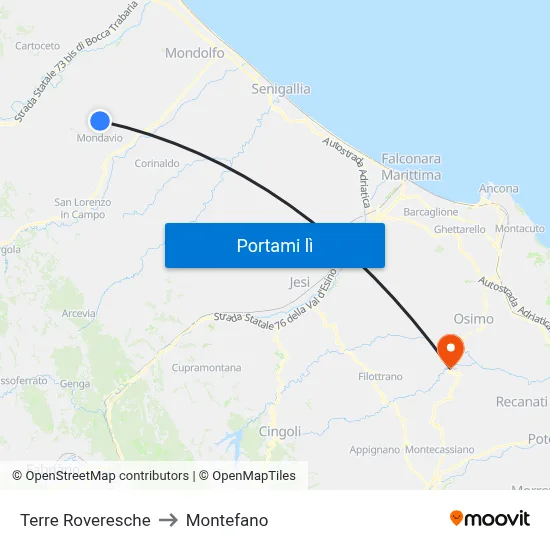 Terre Roveresche to Montefano map
