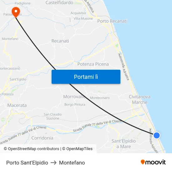 Porto Sant'Elpidio to Montefano map