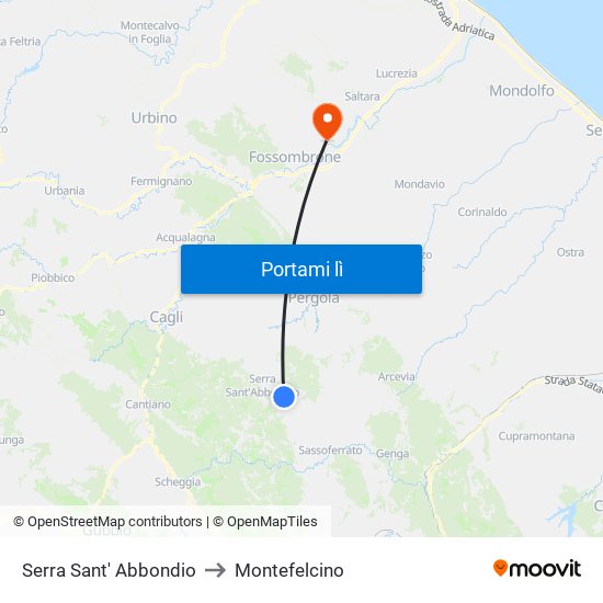 Serra Sant' Abbondio to Montefelcino map