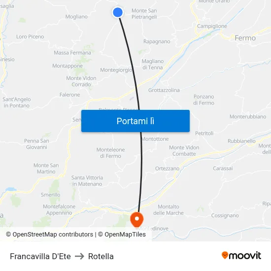 Francavilla D'Ete to Rotella map