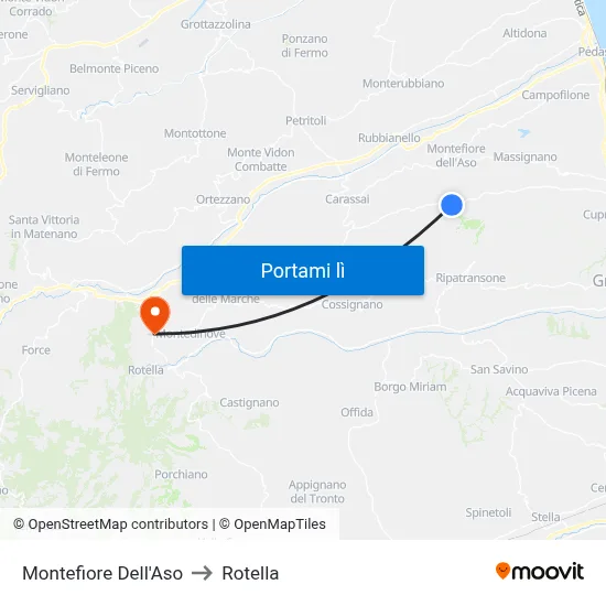 Montefiore Dell'Aso to Rotella map