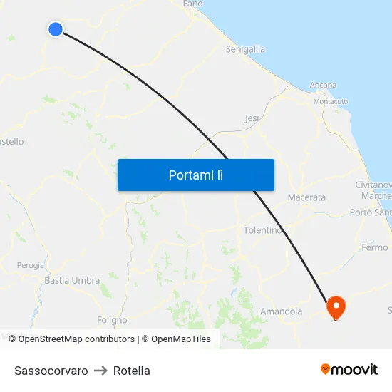 Sassocorvaro to Rotella map