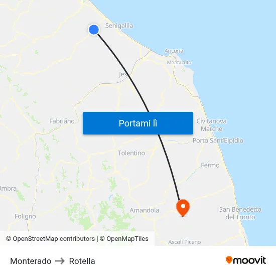 Monterado to Rotella map