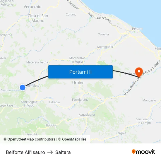 Belforte All'Isauro to Saltara map