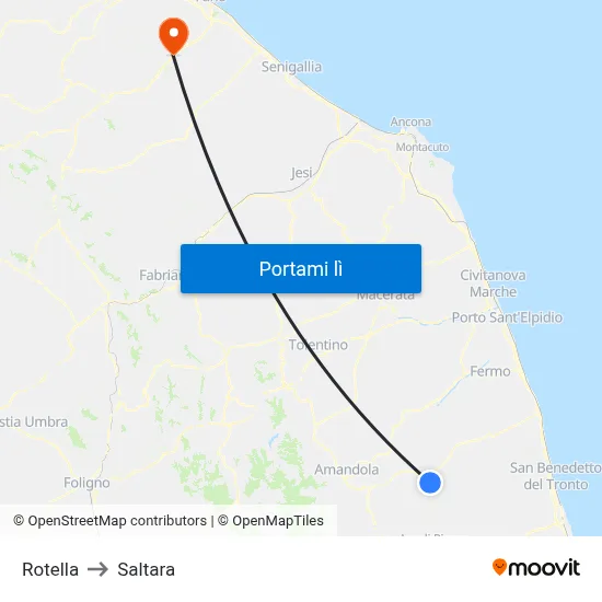 Rotella to Saltara map