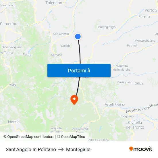 Sant'Angelo In Pontano to Montegallo map