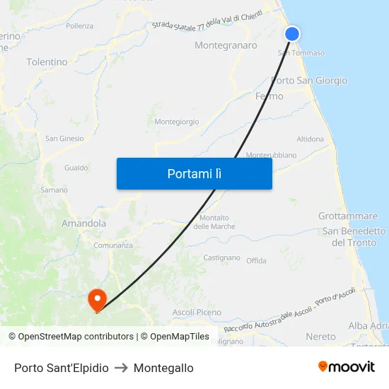 Porto Sant'Elpidio to Montegallo map