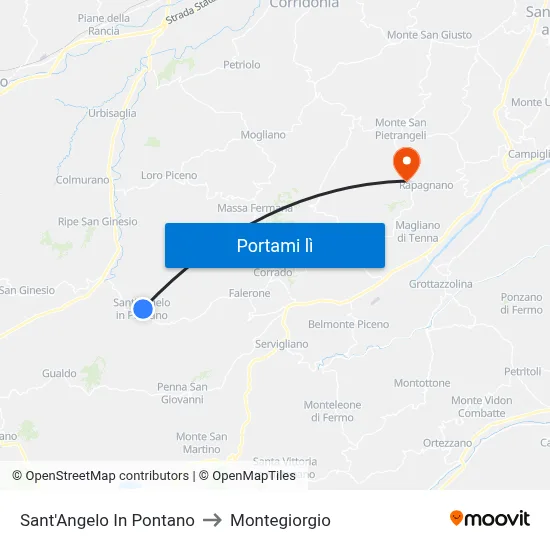 Sant'Angelo In Pontano to Montegiorgio map