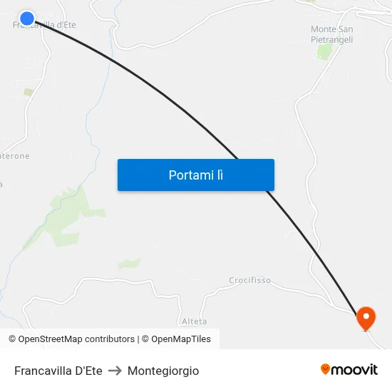 Francavilla D'Ete to Montegiorgio map