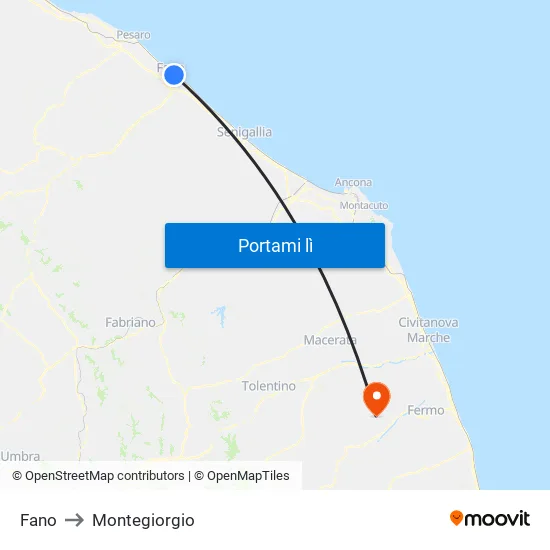 Fano to Montegiorgio map