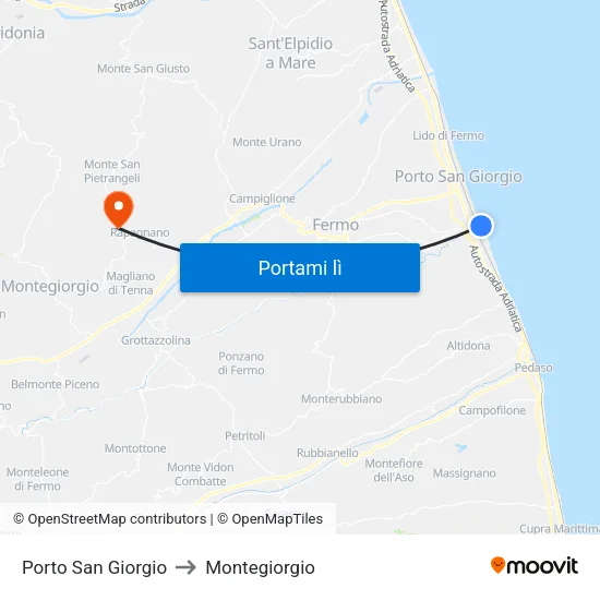 Porto San Giorgio to Montegiorgio map