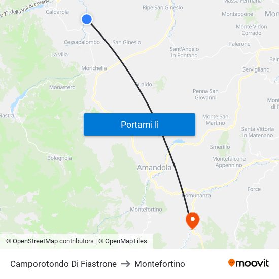 Camporotondo Di Fiastrone to Montefortino map