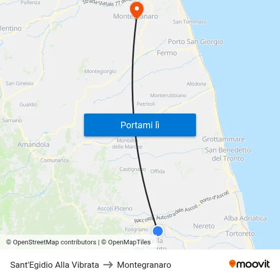 Sant'Egidio Alla Vibrata to Montegranaro map