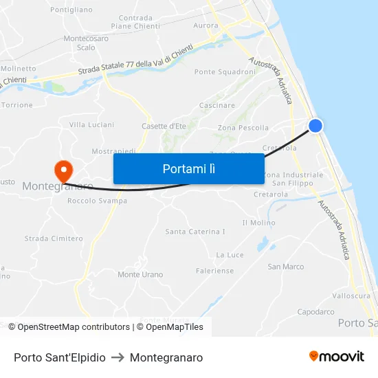 Porto Sant'Elpidio to Montegranaro map
