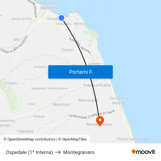 Ospedale (1^ Interna) to Montegranaro map
