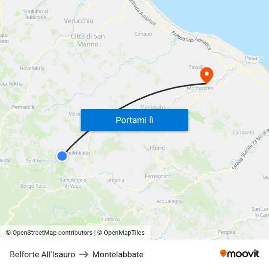 Belforte All'Isauro to Montelabbate map