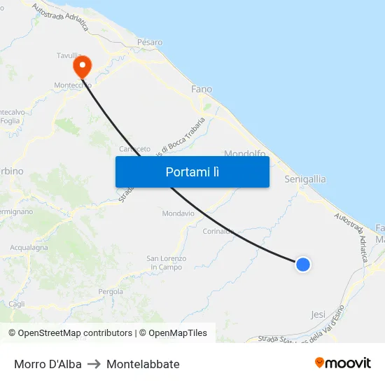 Morro D'Alba to Montelabbate map