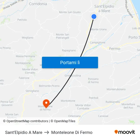 Sant'Elpidio A Mare to Monteleone Di Fermo map