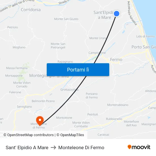 Sant' Elpidio A Mare to Monteleone Di Fermo map