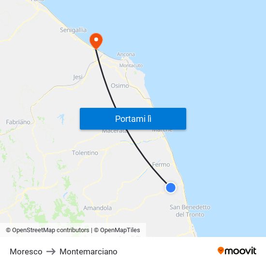 Moresco to Montemarciano map