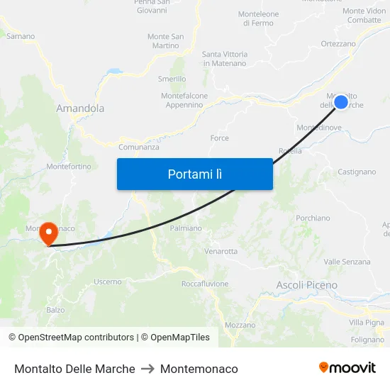 Montalto Delle Marche to Montemonaco map