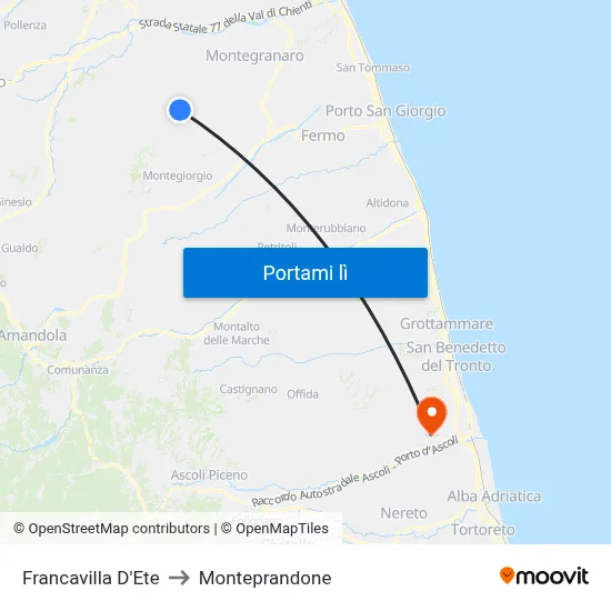 Francavilla D'Ete to Monteprandone map