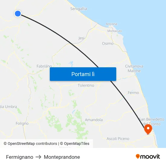 Fermignano to Monteprandone map