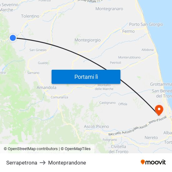 Serrapetrona to Monteprandone map