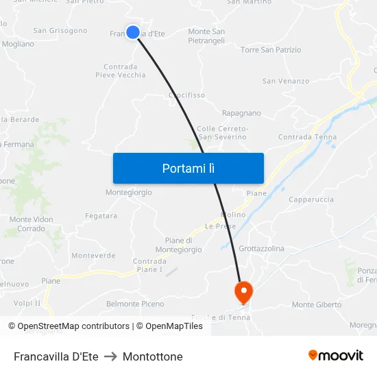 Francavilla D'Ete to Montottone map