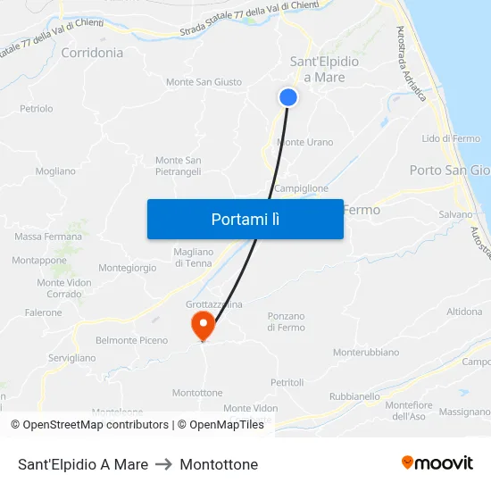 Sant'Elpidio A Mare to Montottone map