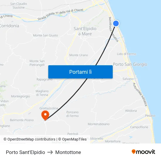 Porto Sant'Elpidio to Montottone map