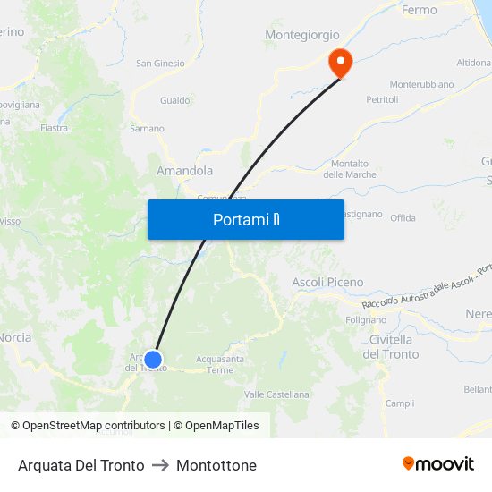 Arquata Del Tronto to Montottone map