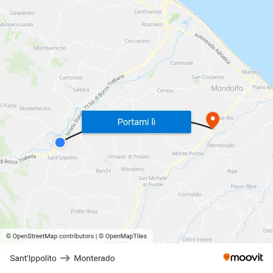 Sant'Ippolito to Monterado map