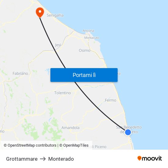 Grottammare to Monterado map